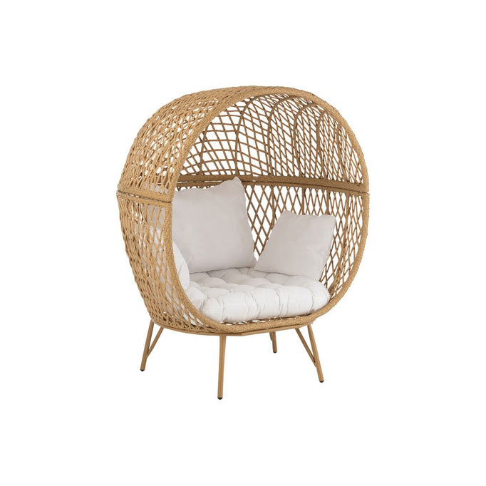 Lounge Chair + Eva Cushions Metal/Wicker Beige 