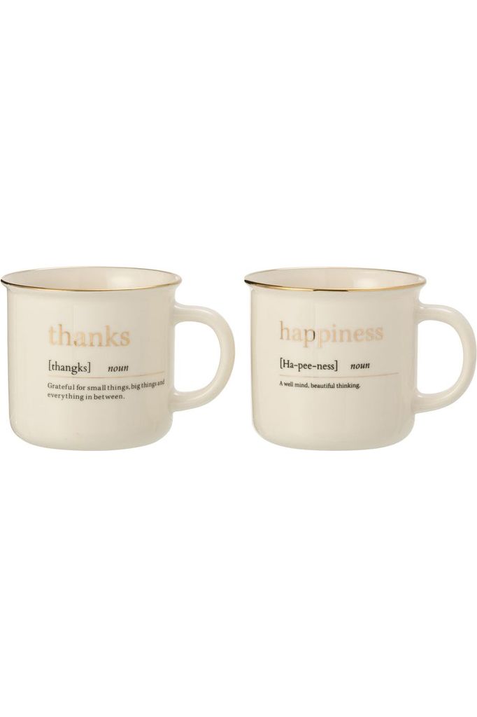 Mug Message Happiness lot de 2