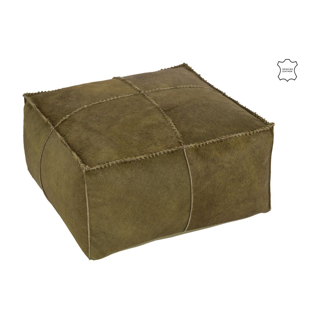 Olive Cowhide Pouf 