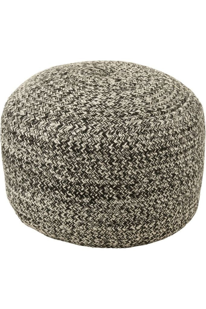 Miami Outdoor Poly Pouf Black/White 