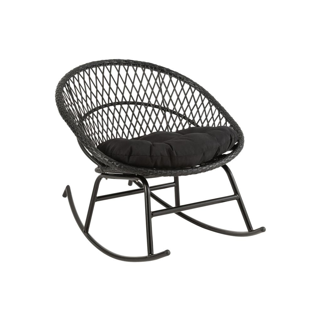 Rocking Chair + Cushion Zayo Metal/Black Wicker