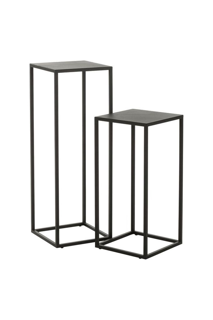 Ensemble de deux Tables d'Appoint Carrées Métal Noir