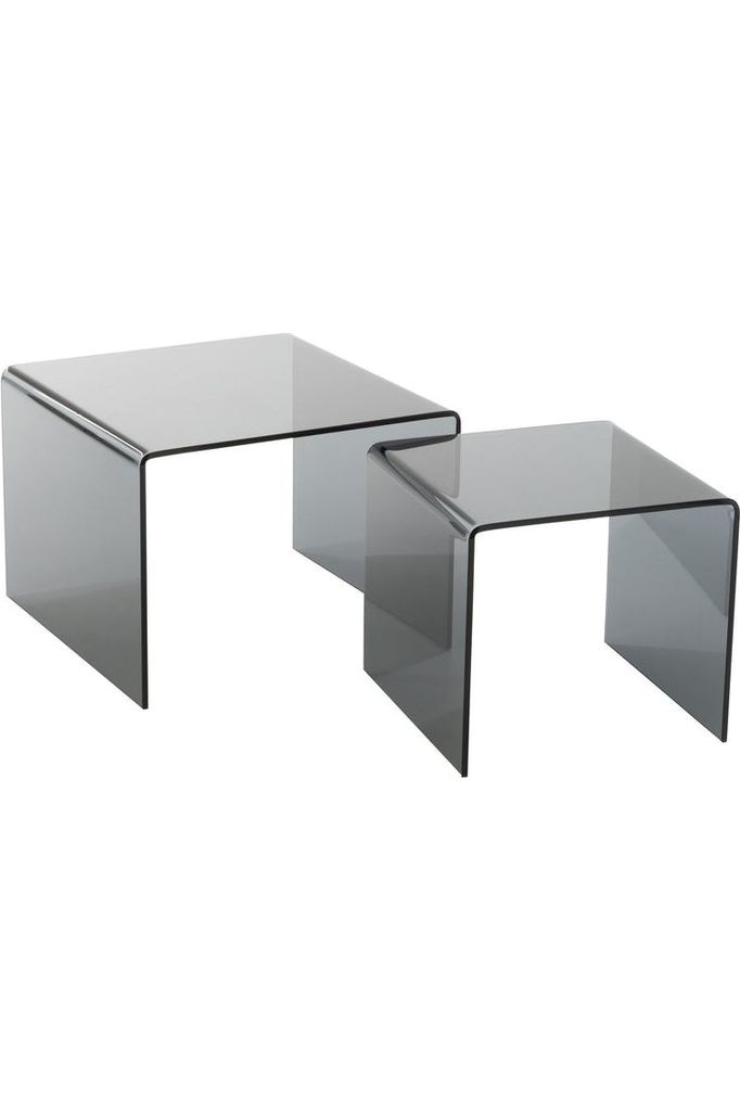 Set of 2 Black Glass Tables 