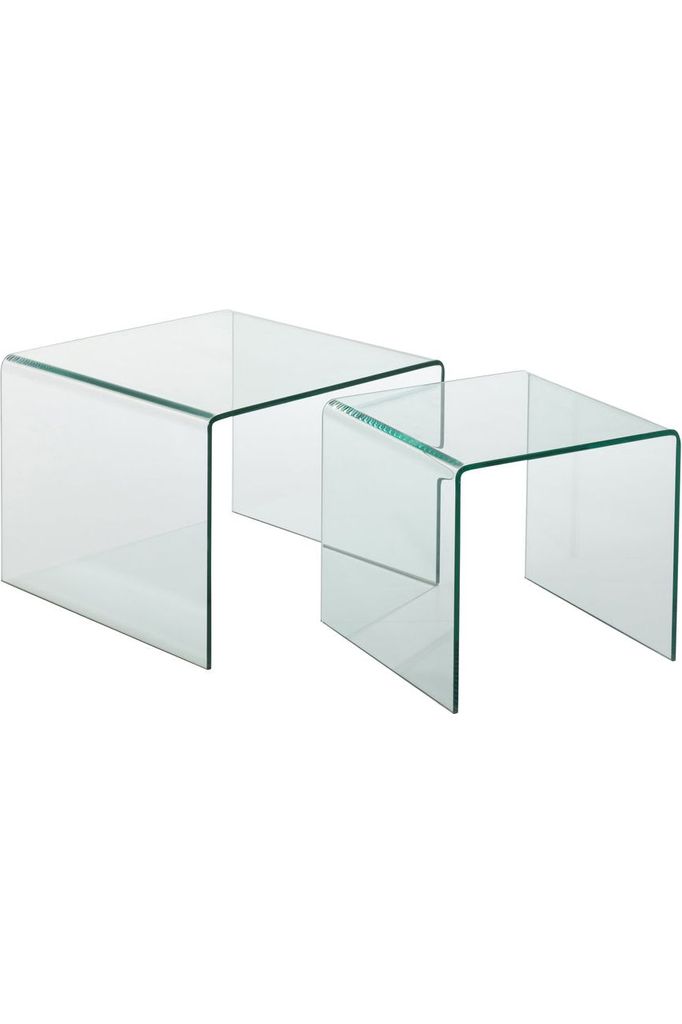 Set of 2 Transparent Glass Tables 