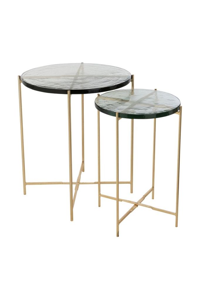 Set of Two Obi Glass/Iron Tables