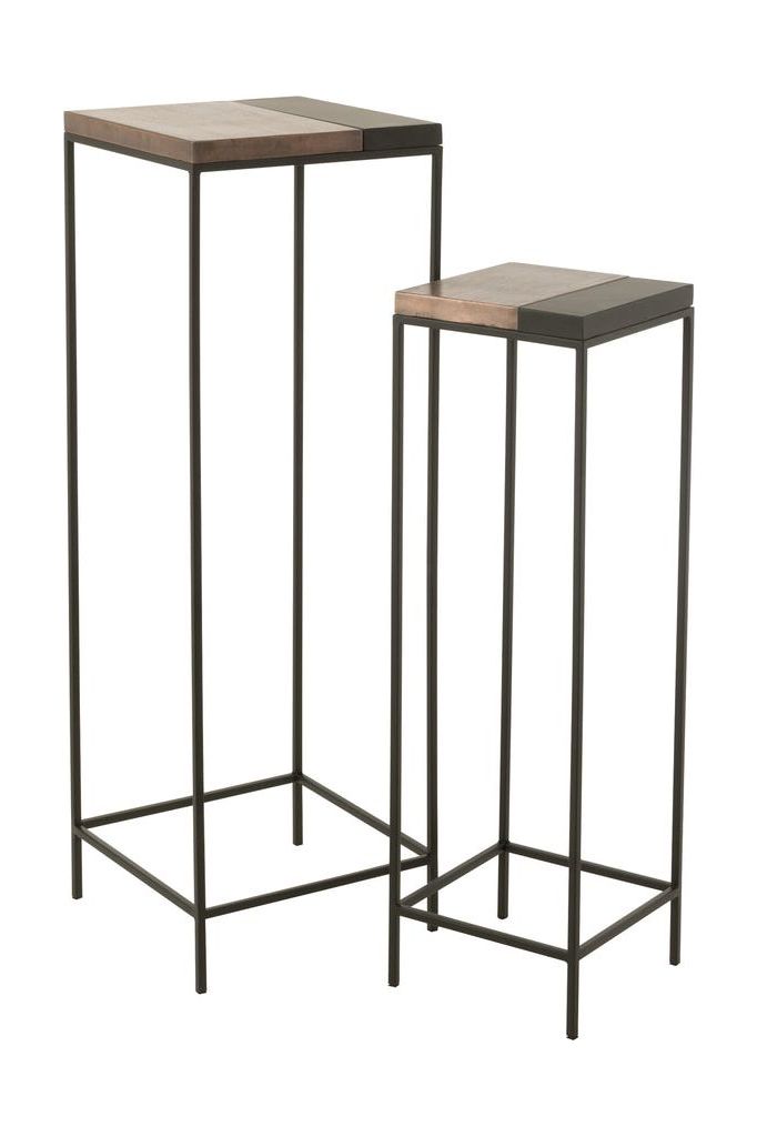 Ensemble de 2 Tables d'Appoint Hautes Bronze/Noir