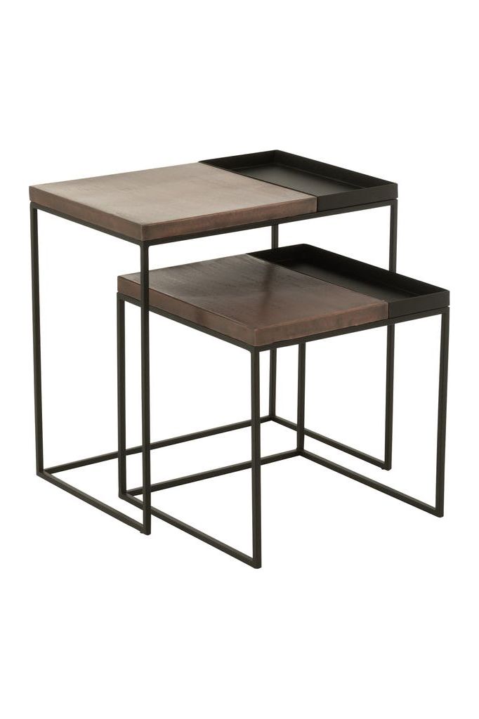 Set of 2 Bronze/Black Metal Side Tables