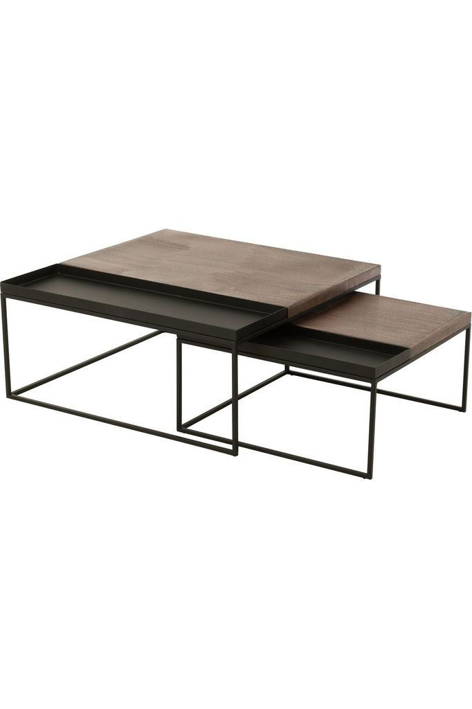 Set of 2 Bronze/Black Metal Coffee Tables