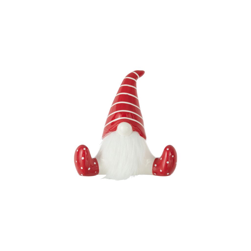 Rot/weißer sitzender Weihnachtsmann aus Keramik – mittlere Größe