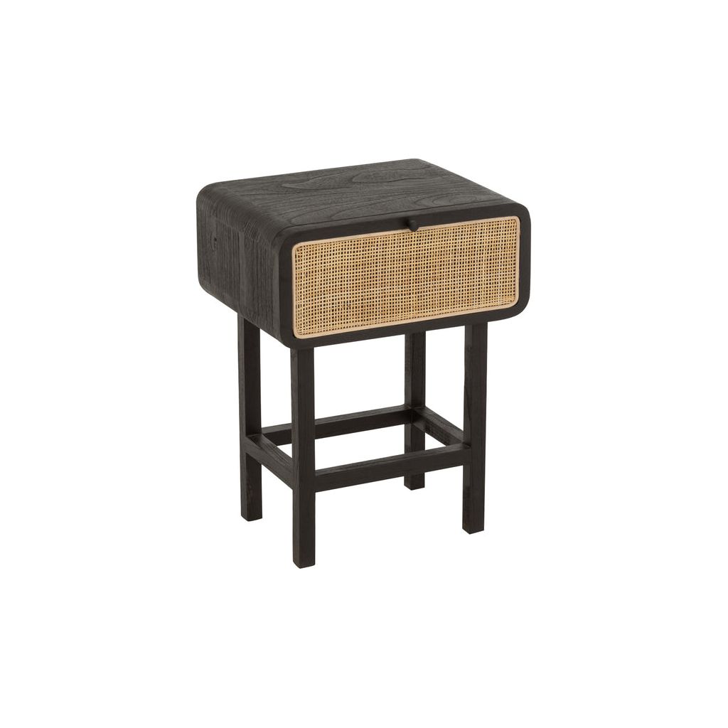 Molly Side Table Exotic Wood/Black Rattan