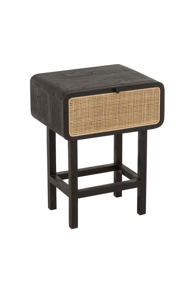 Molly Side Table Exotic Wood/Black Rattan