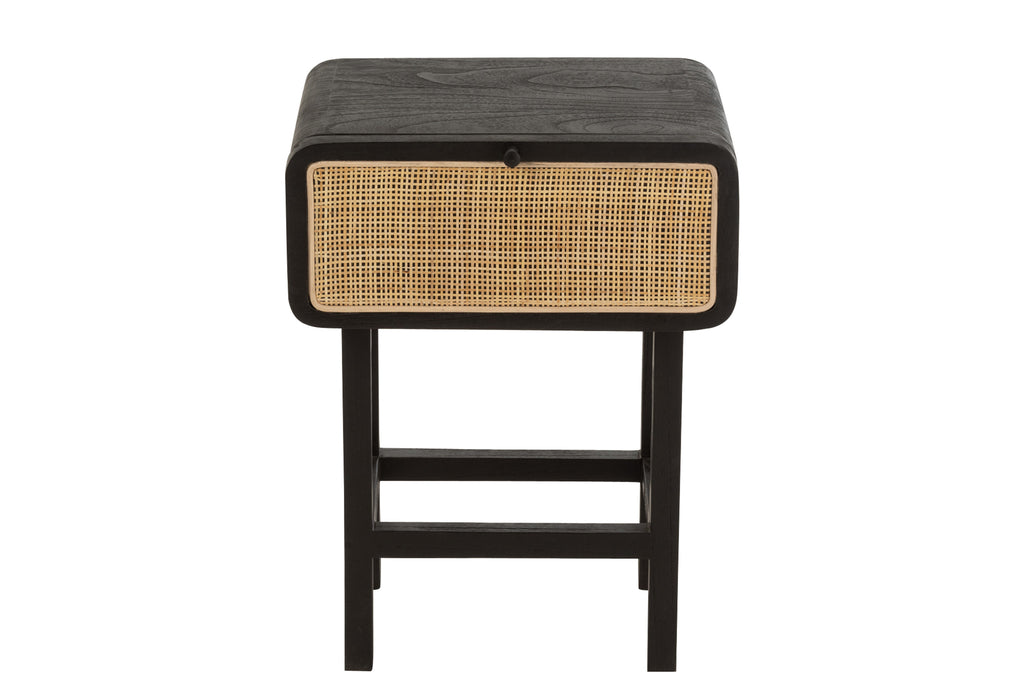 Molly Side Table Exotic Wood/Black Rattan