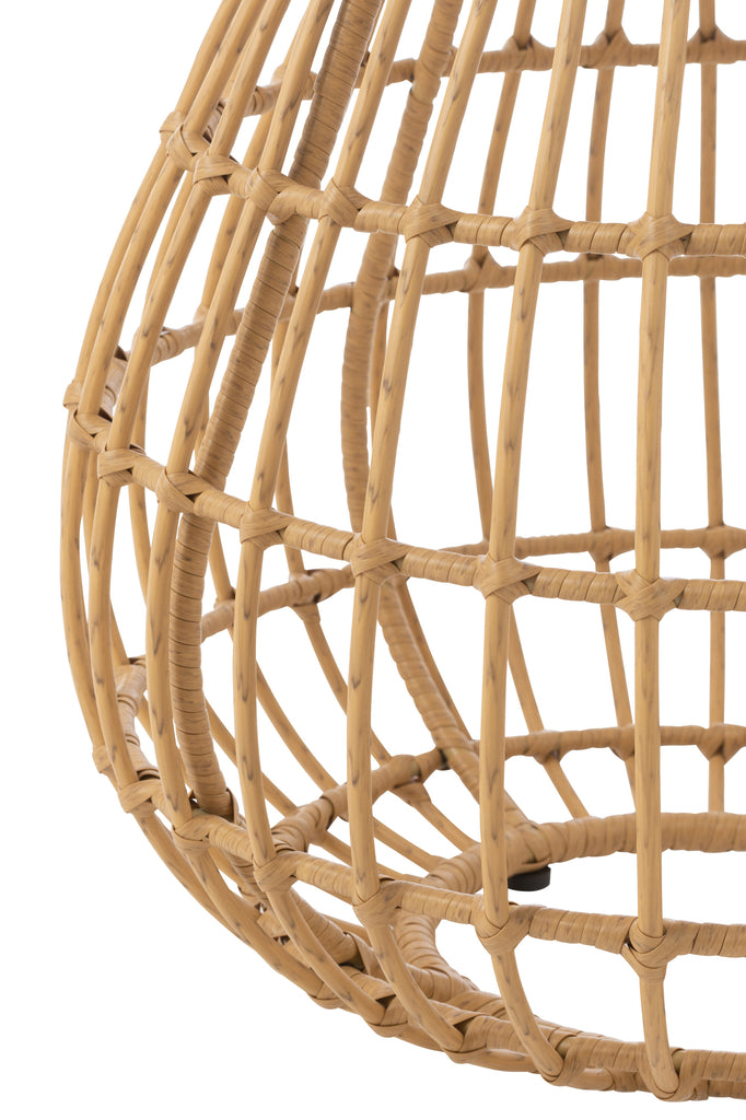 Outdoor basket side table in rattan/natural wood