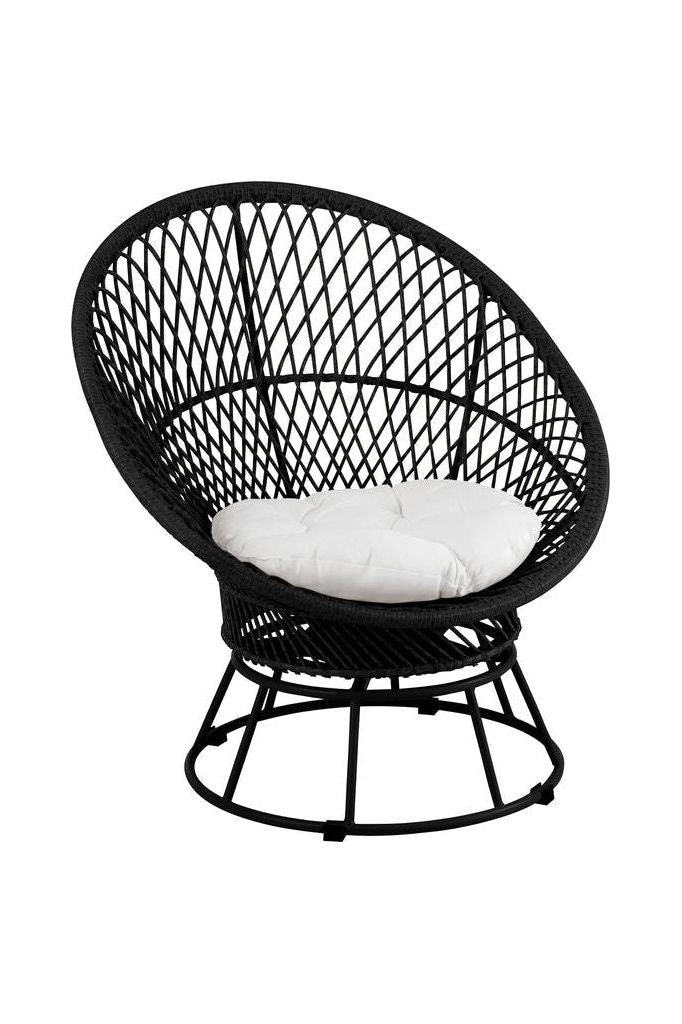 Zayo Turn Metal/Reed Black Chair + Cushions