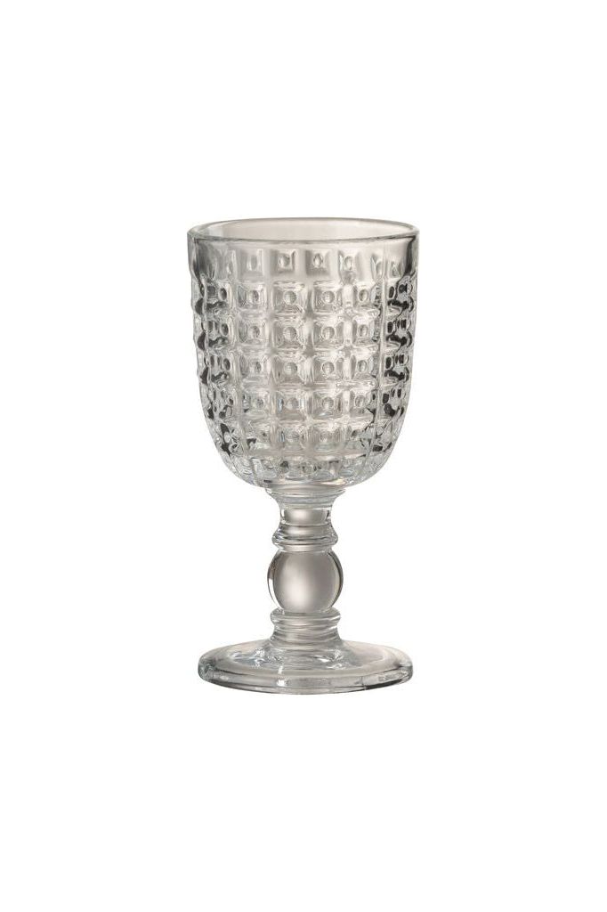 Set of 4 Clear Embossed Pattern Stemmed Glasses