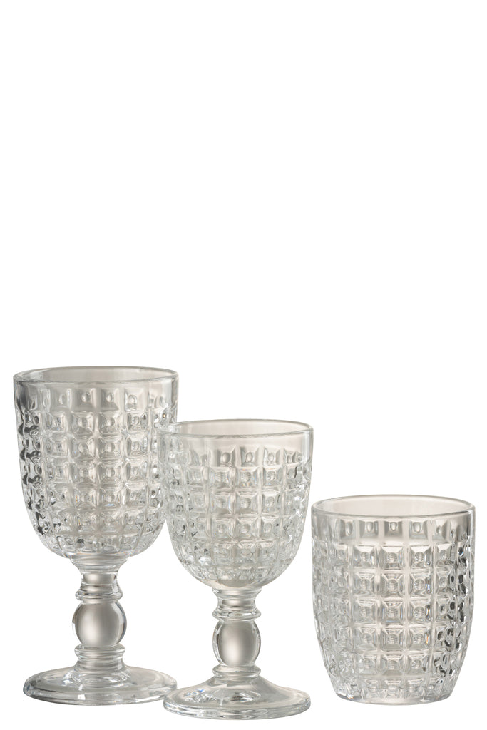 Stemware with Transparent Embossed Pattern