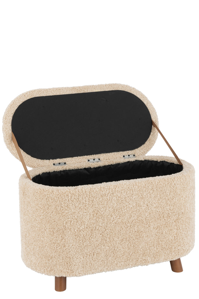 Tabouret de Rangement Teddy Polyester Beige