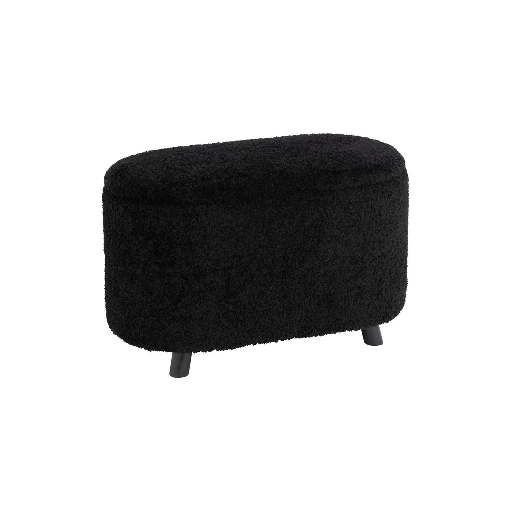 Teddy Storage Stool Polyester Black