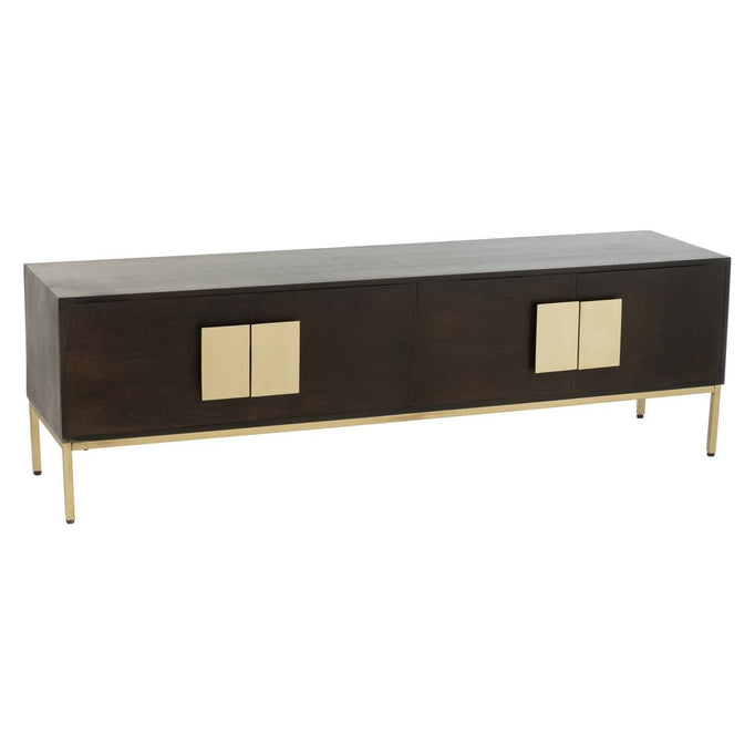 Tv Unit 2 Doors Mango Wood/Brown Metal/Gold