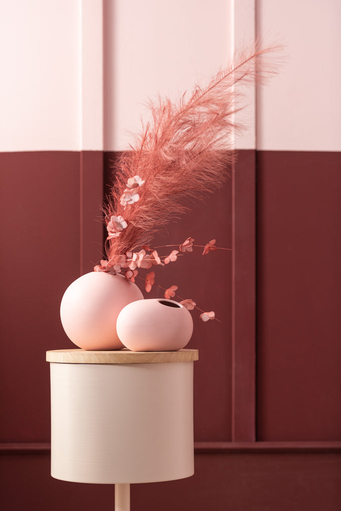 Pastel Pink Ceramic Ball Vase - Large 