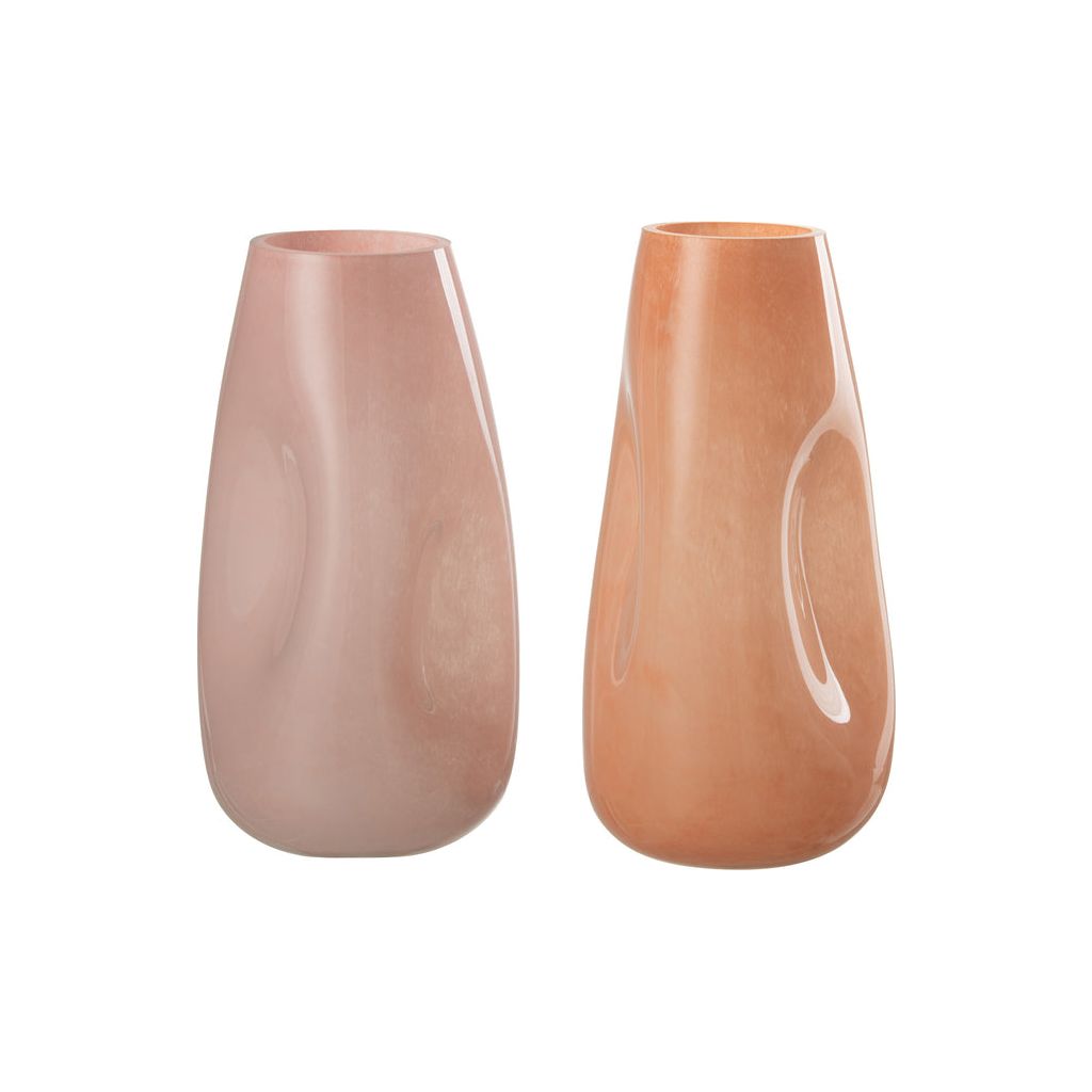 Large Pink/Orange Glass Bumps Vase