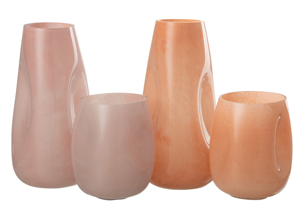 Große rosa/orange Glas-Bumps-Vase