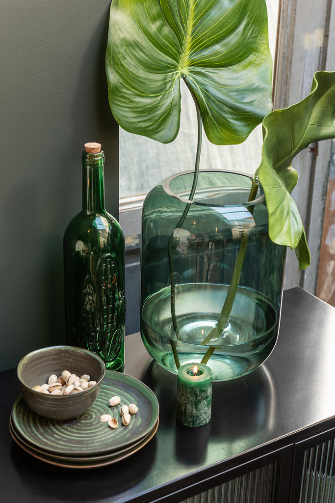 Zylindervase aus grünem Glas – mittlere Größe 