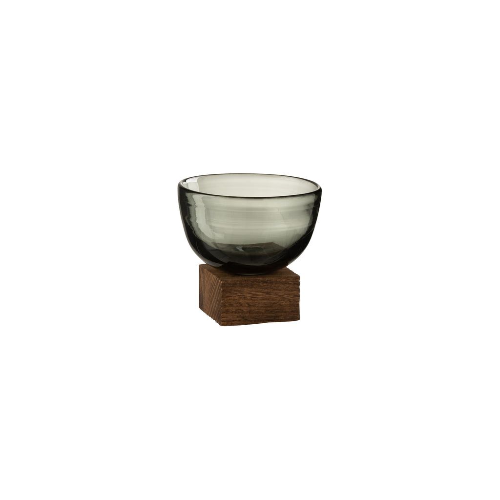 Glass/Wooden Pedestal Vase - Small