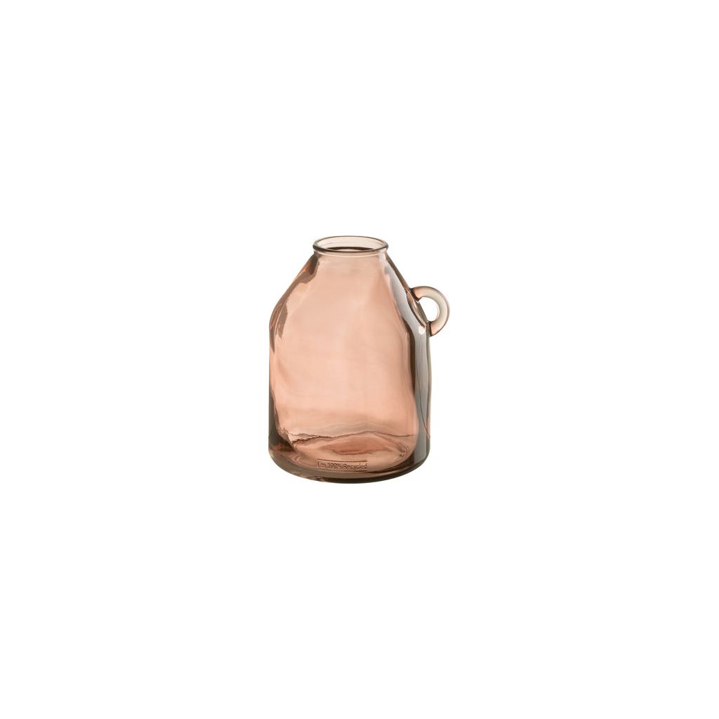Zylindervase mit Henkel aus hellrosa Glas – klein