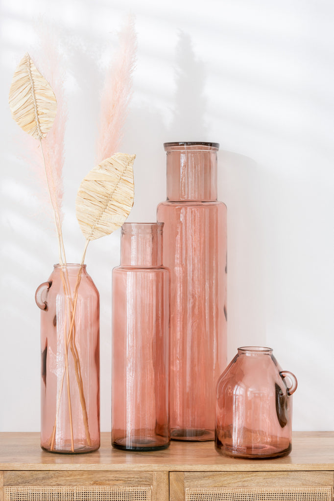 Vase Handle Cylinder en Verre Rose Clair - Petit