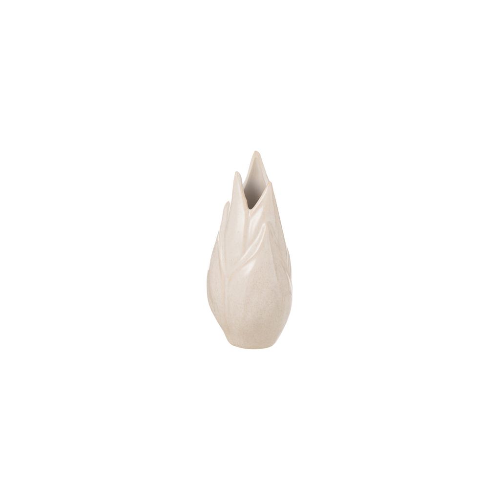 Glänzende Ibiza-Vase aus beiger Keramik – klein