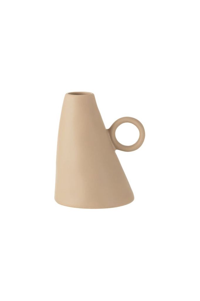 Beige Ceramic Tilted Vase