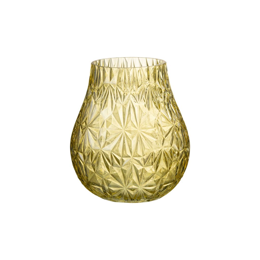 Nox Cut Yellow Glass Vase - Small