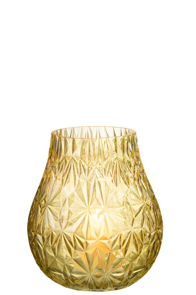 Nox Cut Yellow Glass Vase - Small