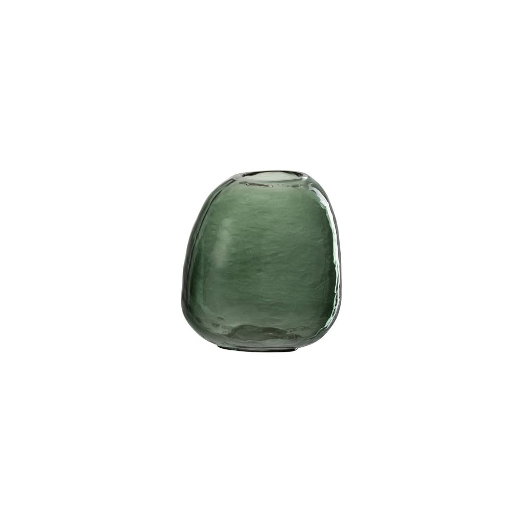 Unregelmäßige Kugelvase aus grünem Glas 