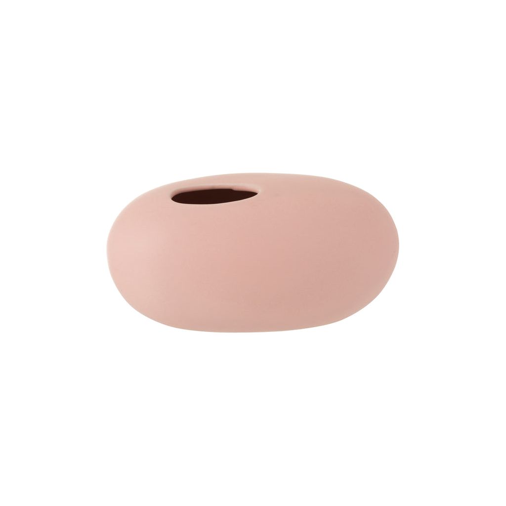Ovale pastellrosa Keramikvase – groß