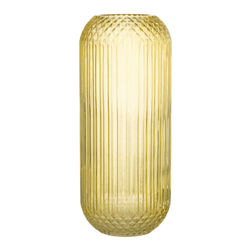 Straight Cut Out Yellow Glass Vase - Large 